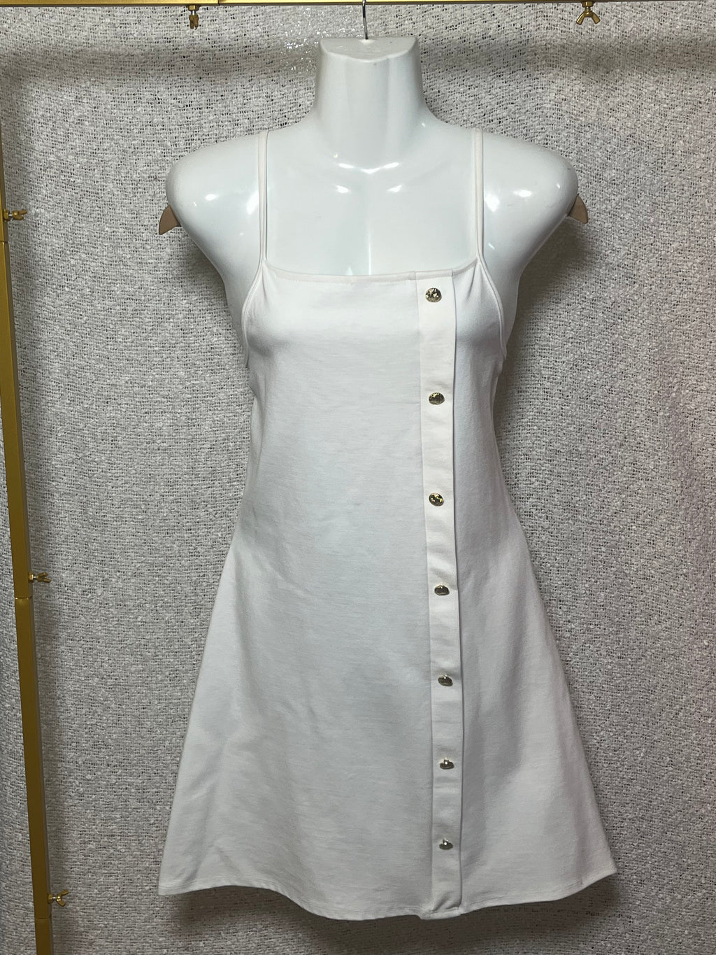 A Touch of Class White Button Detail Mini Dress