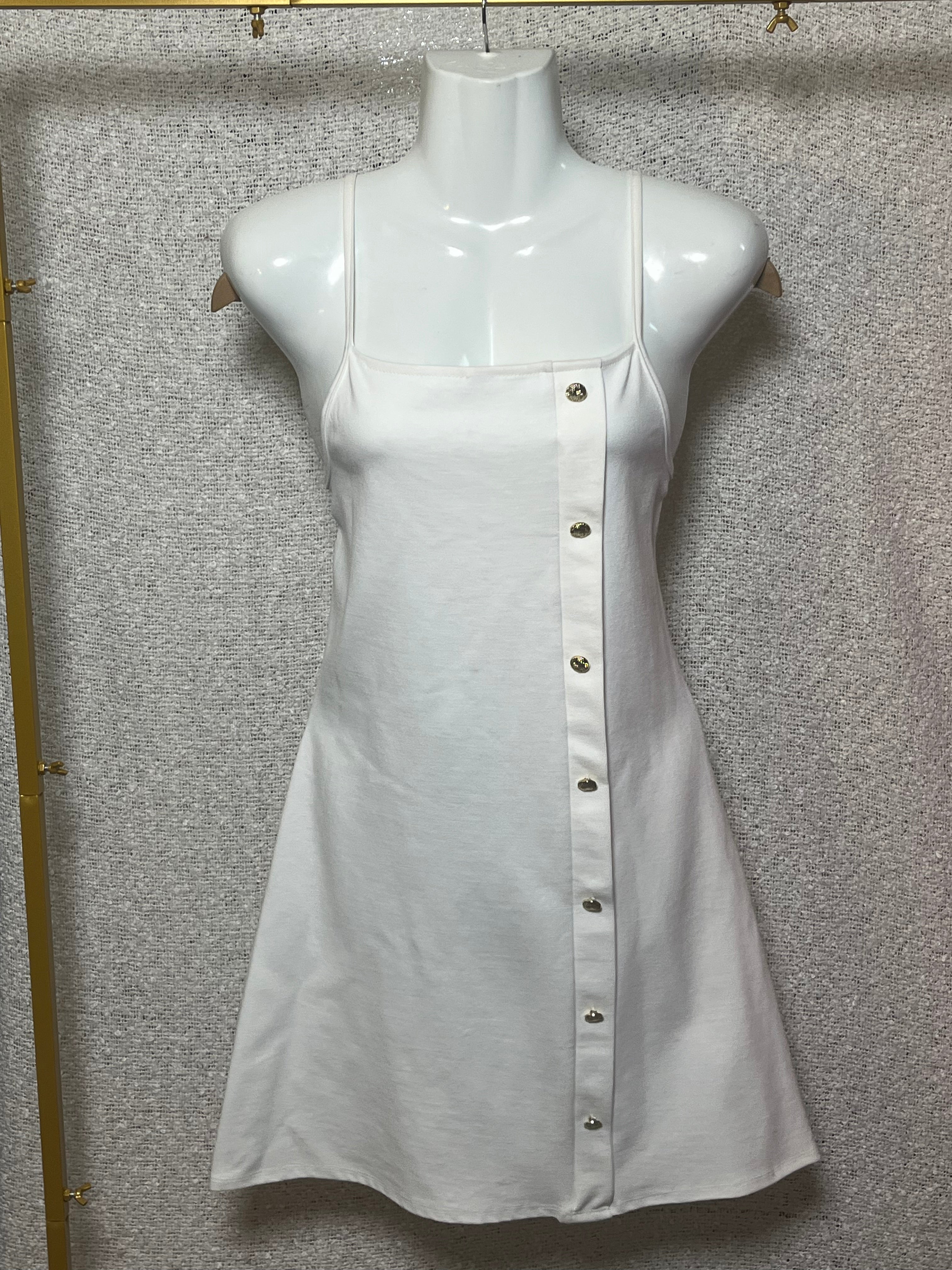 A Touch of Class White Button Detail Mini Dress