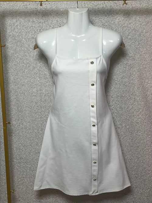 A Touch of Class White Button Detail Mini Dress