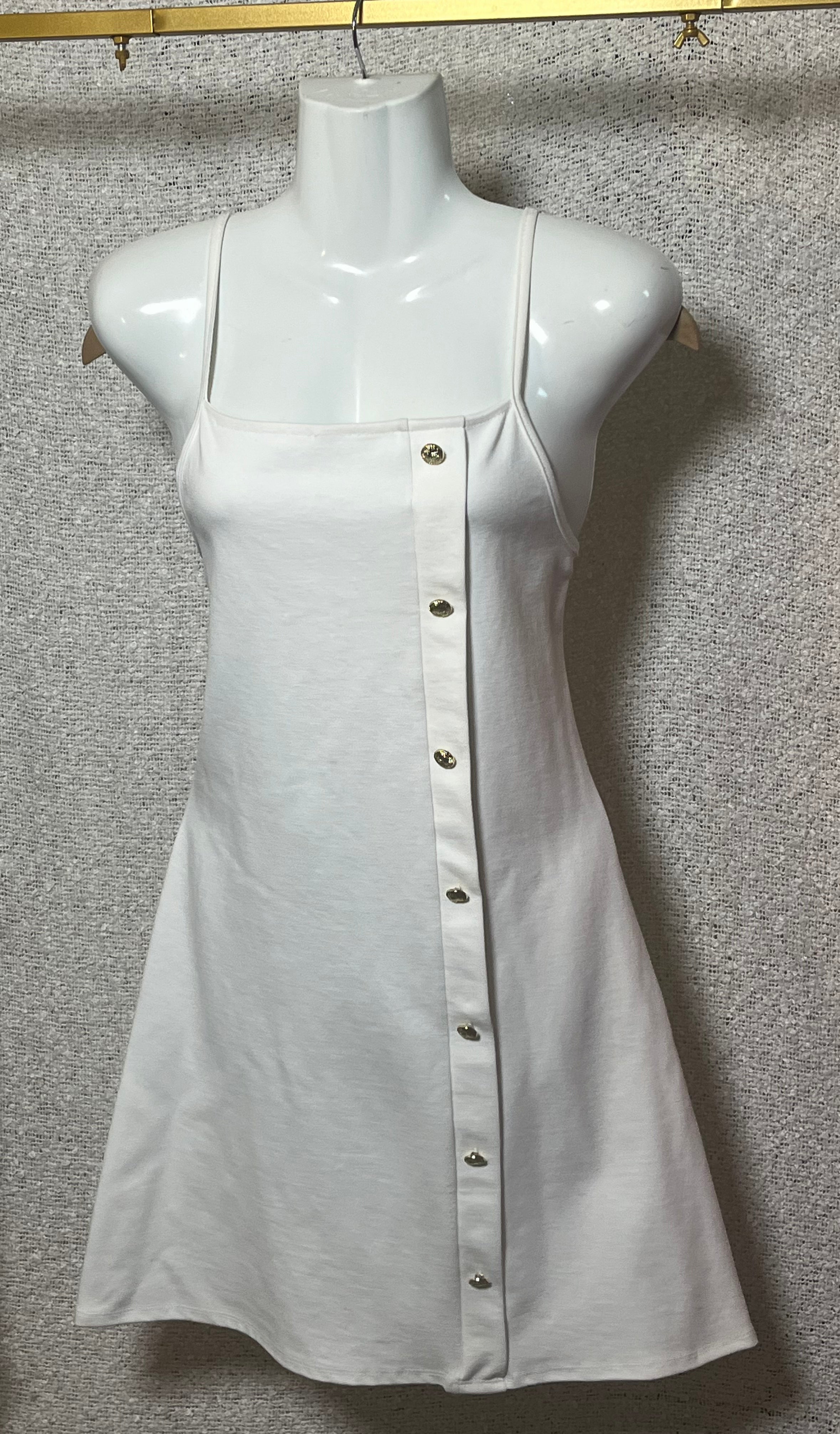 A Touch of Class White Button Detail Mini Dress
