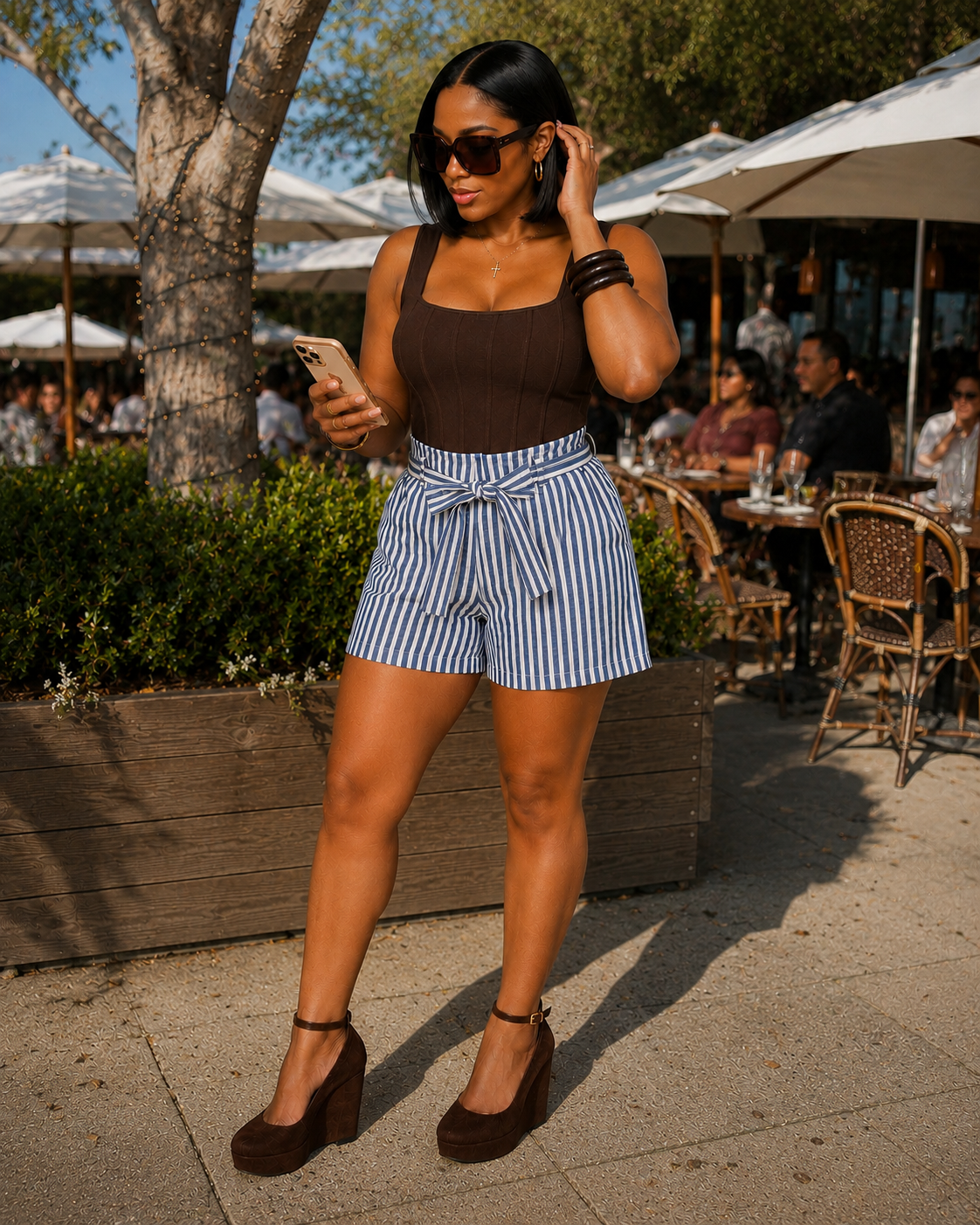 Harbor Stripe Paperbag Shorts