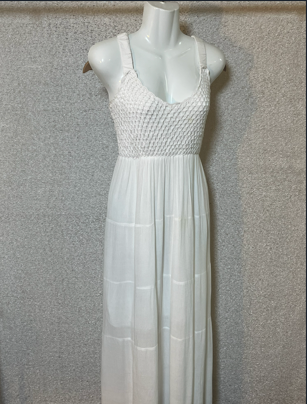 Pure Escape White Smocked Maxi Dress