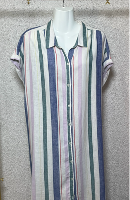 Coastal Breeze Striped Shirt Dress